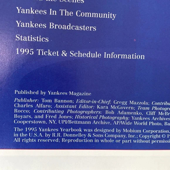 1995 Yankees Yearbook 45th Annual Edition Babe Ruth Hits 100. - Picture 5 of 11